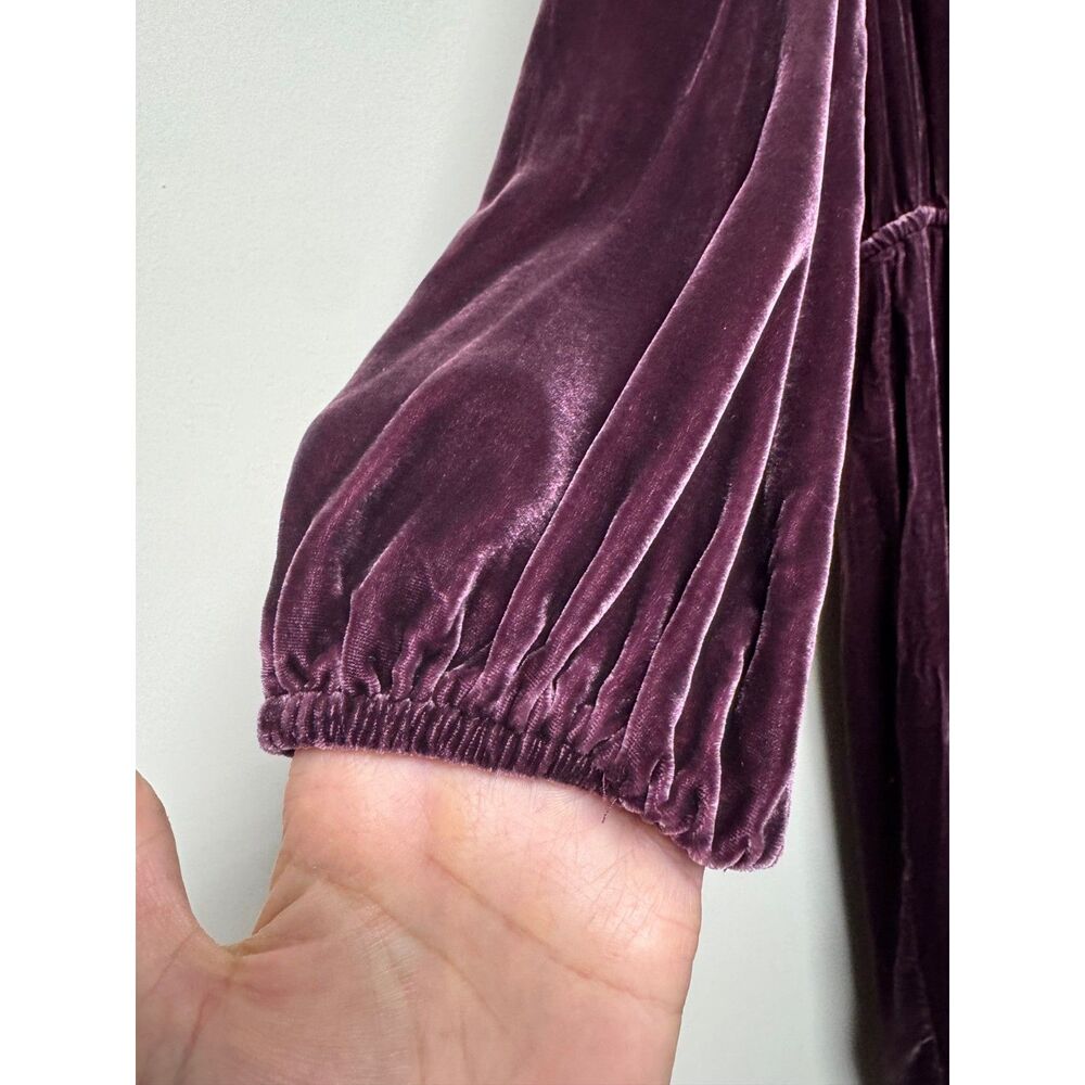 SUNDANCE Aviana Velvet Jumpsuit, Silk Blend, Deep Burgundy, Sz M - Picture 4 of 16